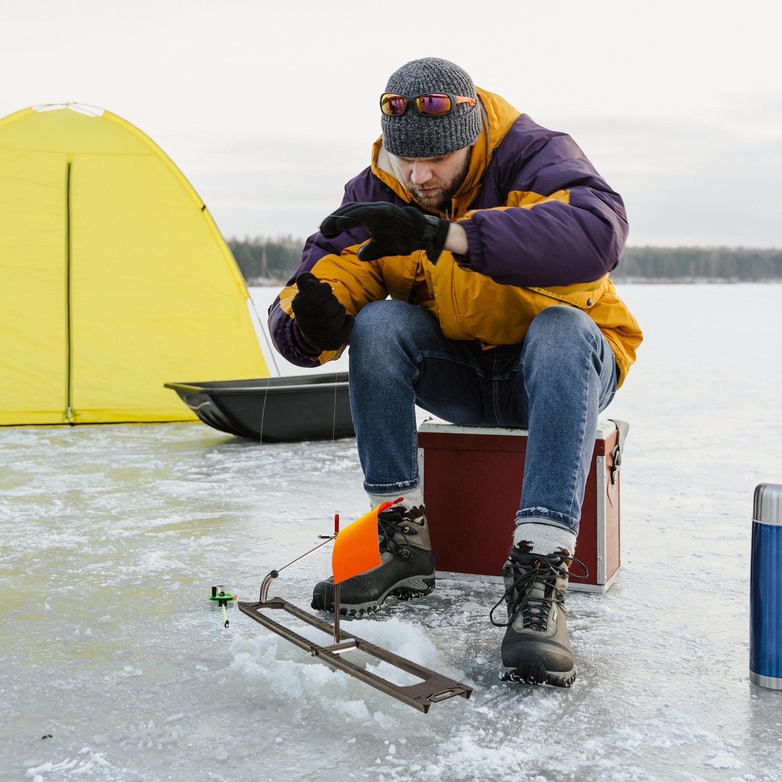 الجليد الصيد تلميح حتى أعلام ا - مراجعة Ice Fishing Tip Up وسعره